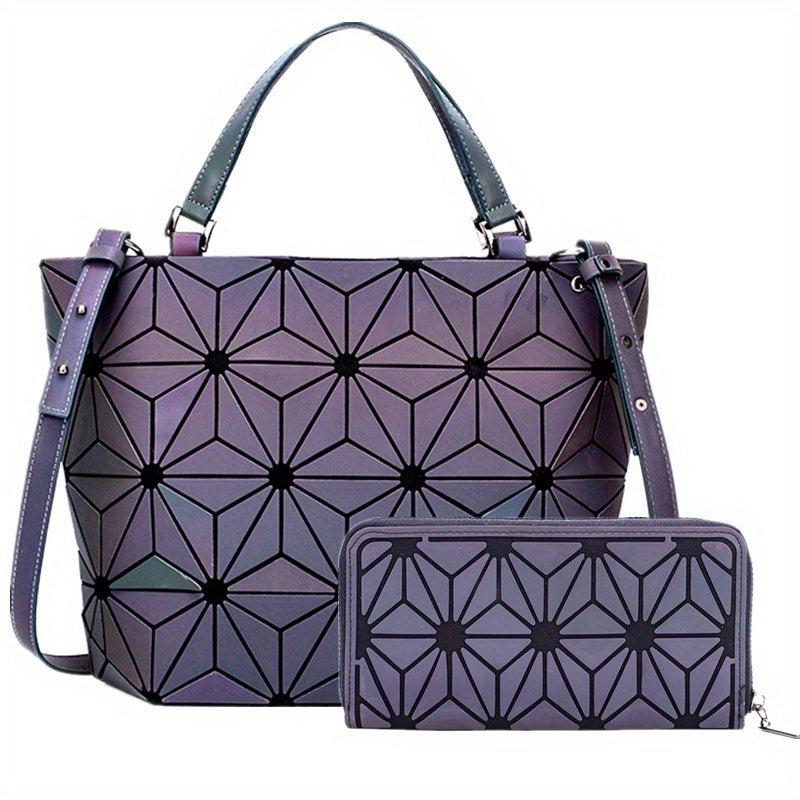 Geometric Luminous Handbag Reflective Tote Women's Crossbody Bag