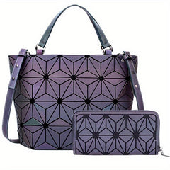 Geometric Luminous Handbag Reflective Tote Women's Crossbody Bag