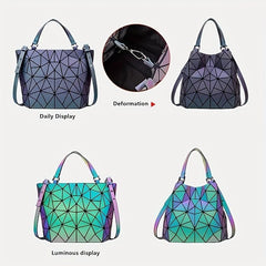 Geometric Luminous Handbag Reflective Tote Women's Crossbody Bag