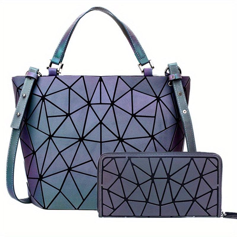 Geometric Luminous Handbag Reflective Tote Women's Crossbody Bag