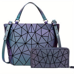 Geometric Luminous Handbag Reflective Tote Women's Crossbody Bag