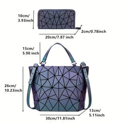 Geometric Luminous Handbag Reflective Tote Women's Crossbody Bag