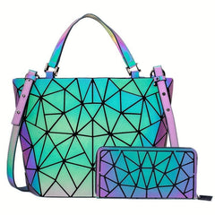 Geometric Luminous Handbag Reflective Tote Women's Crossbody Bag