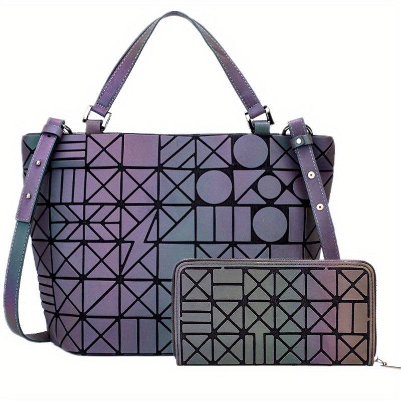 Geometric Luminous Handbag Reflective Tote Women's Crossbody Bag