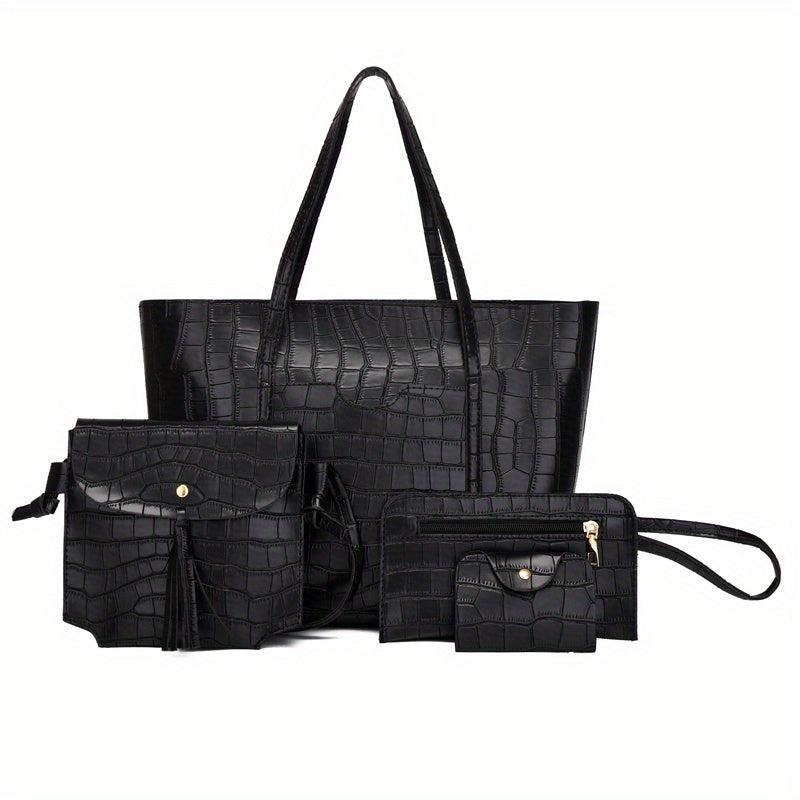 Crocodile Pattern Tote Bag Top Handle Satchel Women's Handbag & Shoulder Purse
