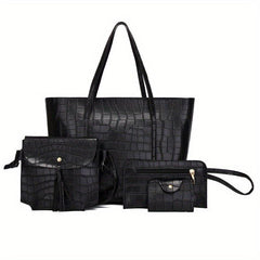 Crocodile Pattern Tote Bag Top Handle Satchel Women's Handbag & Shoulder Purse