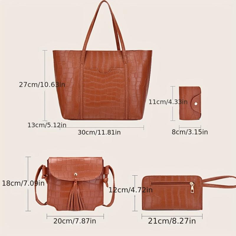 Crocodile Pattern Tote Bag Top Handle Satchel Women's Handbag & Shoulder Purse