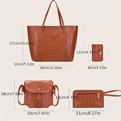 Crocodile Pattern Tote Bag Top Handle Satchel Women's Handbag & Shoulder Purse