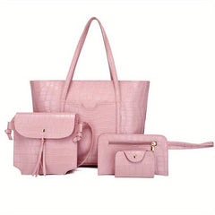 Crocodile Pattern Tote Bag Top Handle Satchel Women's Handbag & Shoulder Purse