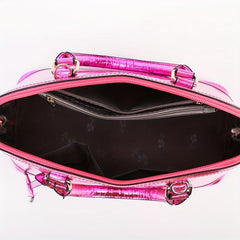 3Pcs Neon Crocodile Embossed Handbags Set with Clutch Purse & Card Holder