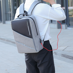 Grey Backpack With USB Charging Port Business Laptop Bag