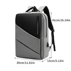 Grey Backpack With USB Charging Port Business Laptop Bag