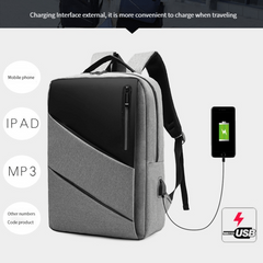 Grey Backpack With USB Charging Port Business Laptop Bag