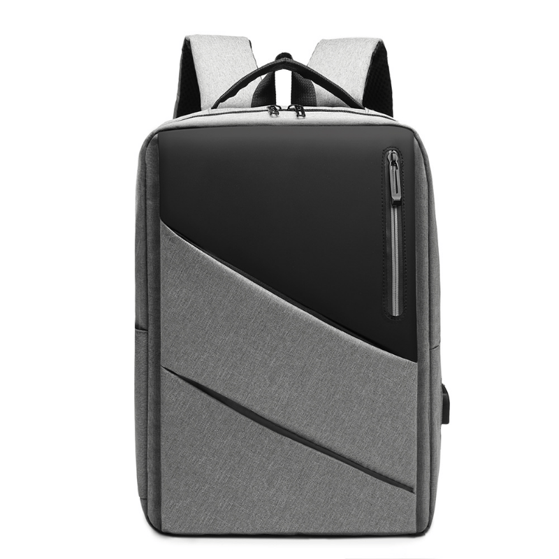 Grey Backpack With USB Charging Port Business Laptop Bag