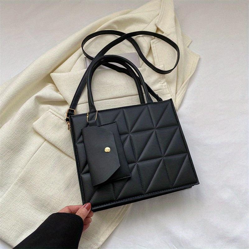 Geometric Embossed Tote Bag Satchel Crossbody Bag Women's Stylish Handbag