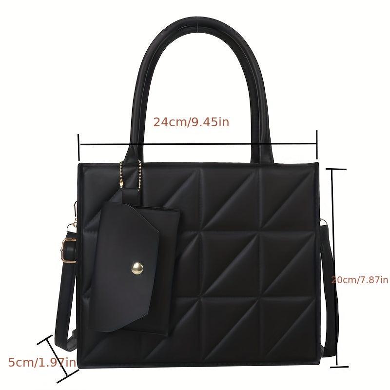 Geometric Embossed Tote Bag Satchel Crossbody Bag Women's Stylish Handbag