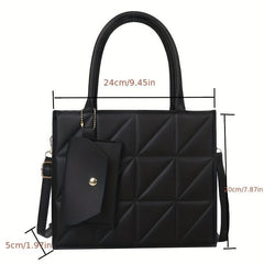 Geometric Embossed Tote Bag Satchel Crossbody Bag Women's Stylish Handbag