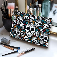 Gothic Floral Skulls Mini Accessory Pouch Cosmetic Bag Water Resistant