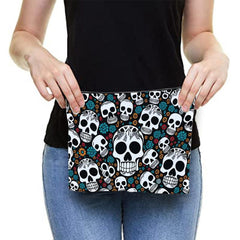 Gothic Floral Skulls Mini Accessory Pouch Cosmetic Bag Water Resistant