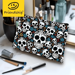Gothic Floral Skulls Mini Accessory Pouch Cosmetic Bag Water Resistant