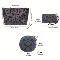 3 Pcs Geometric Pattern Bag Sets Stylish School Bag All Match Bags