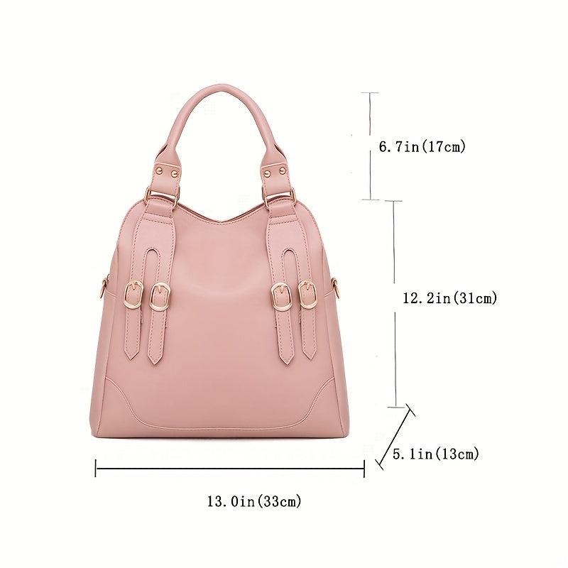 3Pcs Solid Handbag Set Satchel Purse + Crossbody Bag & Card Holder