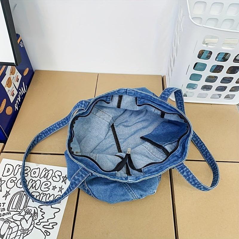Vintage Denim Tote Bag Retro Grunge Handbag & Grocery Shopper Bag