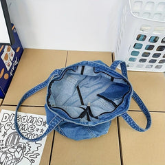 Vintage Denim Tote Bag Retro Grunge Handbag & Grocery Shopper Bag