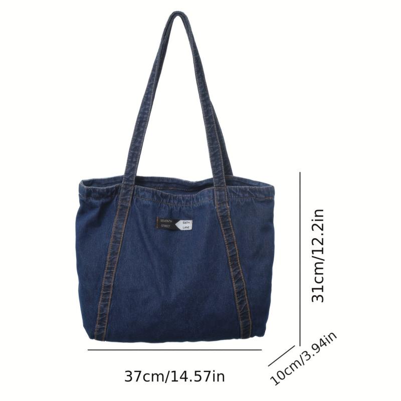 Vintage Denim Tote Bag Retro Grunge Handbag & Grocery Shopper Bag