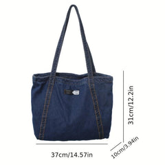 Vintage Denim Tote Bag Retro Grunge Handbag & Grocery Shopper Bag