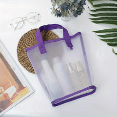 Transparent Mesh Cosmetic Bag Portable Toiletry Bag Swimsuit Beach Storage