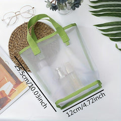 Transparent Mesh Cosmetic Bag Portable Toiletry Bag Swimsuit Beach Storage