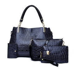 4pcs Crocodile Embossed Tote Bag Set Women's Handbag