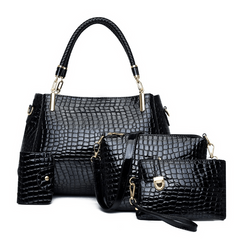 4pcs Crocodile Embossed Tote Bag Set Women's Handbag