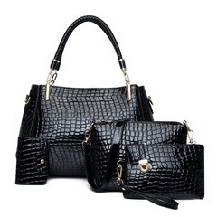 4pcs Crocodile Embossed Tote Bag Set Women's Handbag