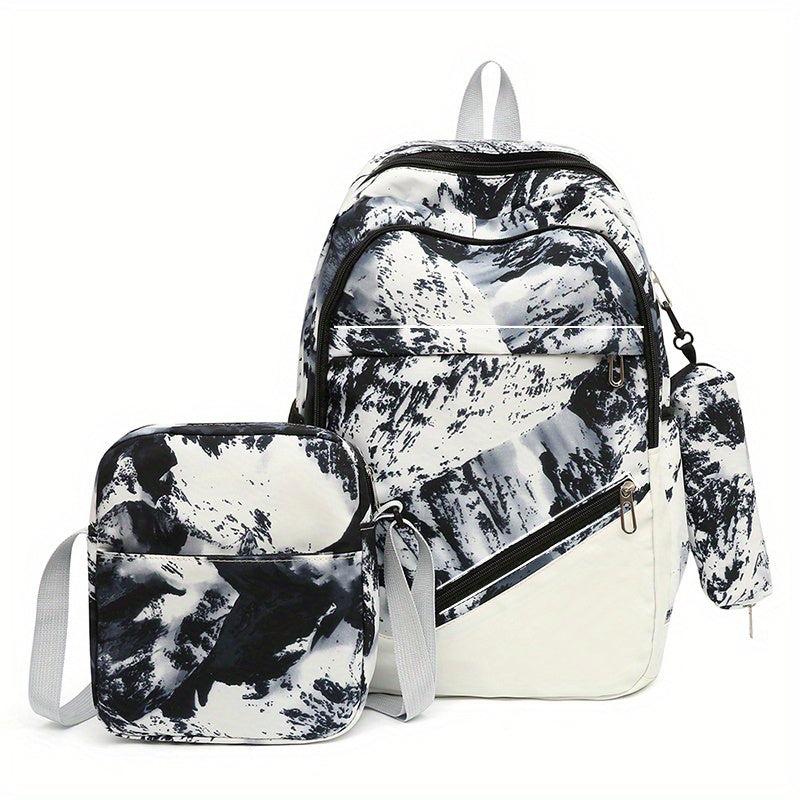 3Pcs Tie Dye Backpack Set School Bag Crossbody Bag Pencil Case