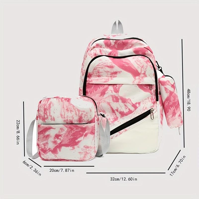 3Pcs Tie Dye Backpack Set School Bag Crossbody Bag Pencil Case