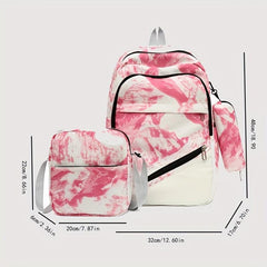 3Pcs Tie Dye Backpack Set School Bag Crossbody Bag Pencil Case