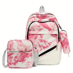 3Pcs Tie Dye Backpack Set School Bag Crossbody Bag Pencil Case