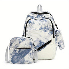 3Pcs Tie Dye Backpack Set School Bag Crossbody Bag Pencil Case
