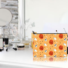 Halloween Makeup Bag Pumpkin Zipper Pouch Toiletry Organizer for Women