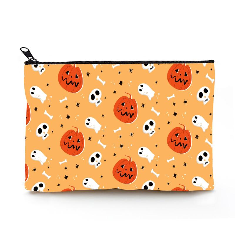 Halloween Makeup Bag Pumpkin Zipper Pouch Toiletry Organizer for Women