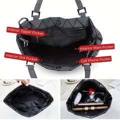 Geometric Luminous Tote Set Holographic Crossbody Bag Women's Shoulder Purse