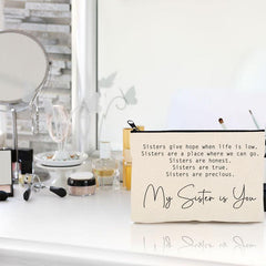 My Sister Is You Makeup Bag Linen Case Gift Toiletry