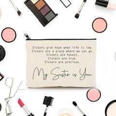 My Sister Is You Makeup Bag Linen Case Gift Toiletry