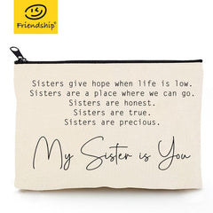 My Sister Is You Makeup Bag Linen Case Gift Toiletry