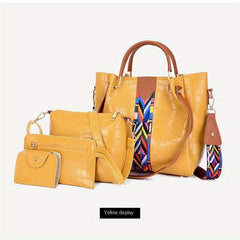 Crocodile Embossed Bag Set with Crossbody Bag & Clutch Purse