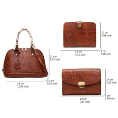 3pcs Crocodile Embossed Bag Set - Women's Office Handbags With Clutch & Card Hol