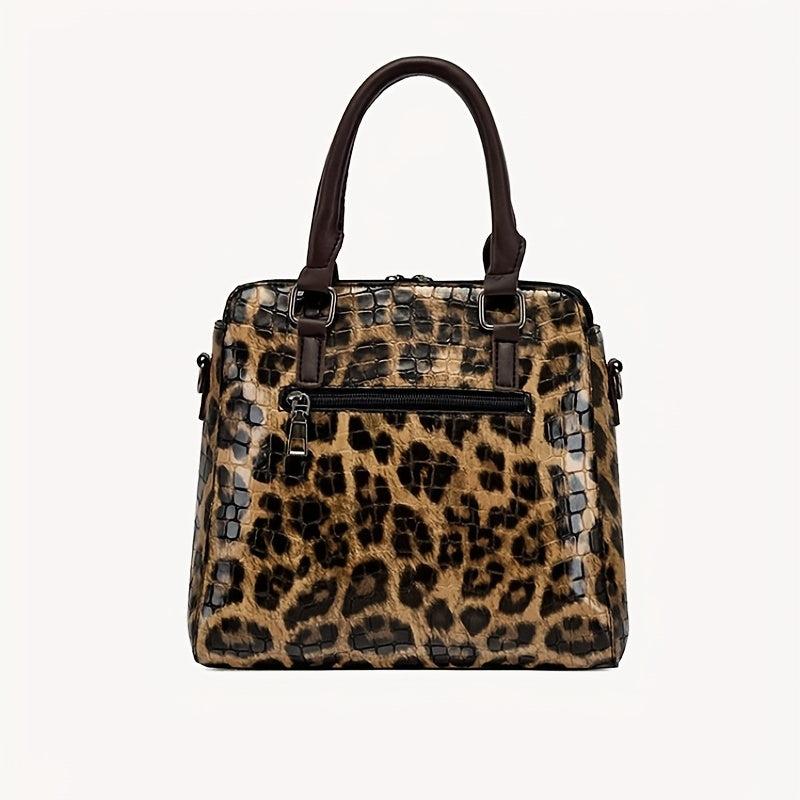 Leopard Tote Bag Vintage Large Capacity Satchel Women's Handbag