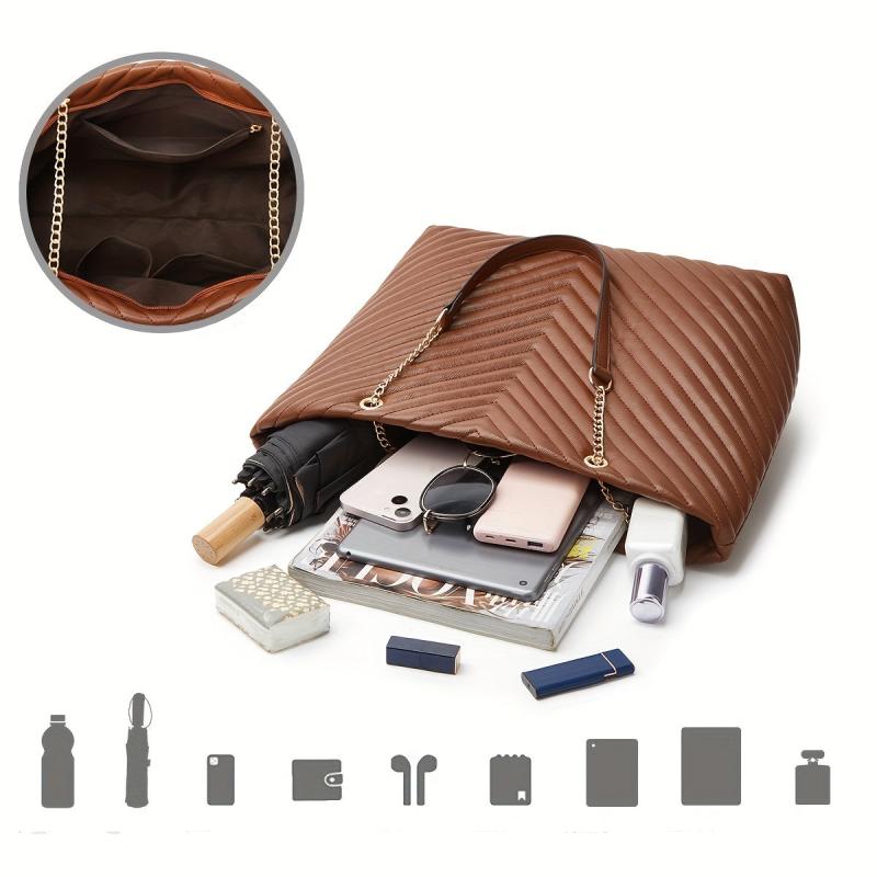 3PCS Embossed Tote Bag Set Retro Shoulder Bag Handbag Crossbody & Purse